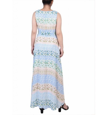 Petite Sleeveless Belted Chiffon Maxi Dress Multi $13.02 Dresses