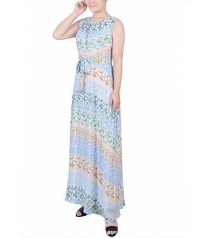 Petite Sleeveless Belted Chiffon Maxi Dress Multi $13.02 Dresses