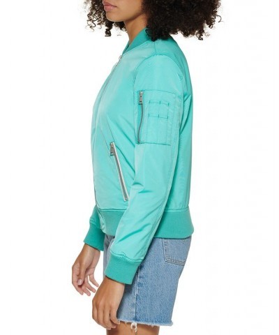 Women's Zip-Detail Bomber Jacket Purple $33.60 Jackets