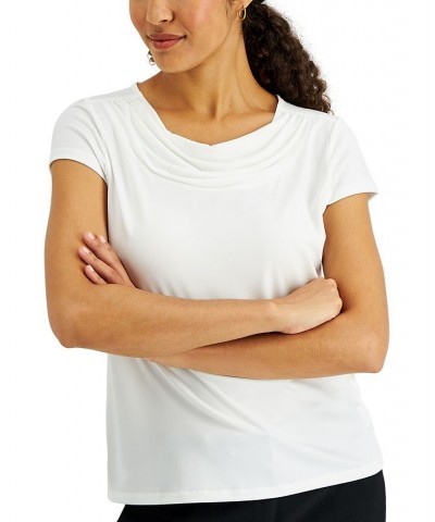 Women's Cowl-Neck Short-Sleeve Top Pale Yellow $18.91 Tops