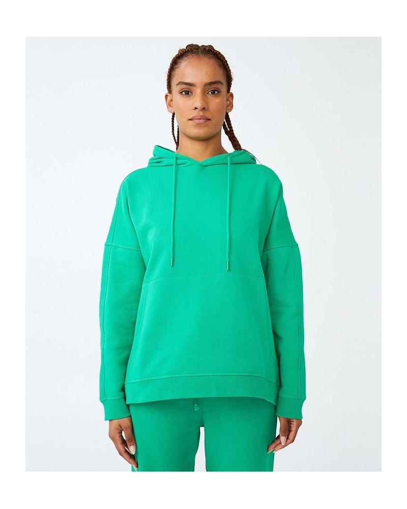 Women's Oversized Fleece Sweatshirt Hoodie Green $31.89 Sweatshirts