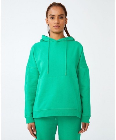 Women's Oversized Fleece Sweatshirt Hoodie Green $31.89 Sweatshirts