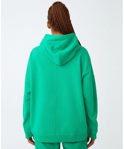 Women's Oversized Fleece Sweatshirt Hoodie Green $31.89 Sweatshirts