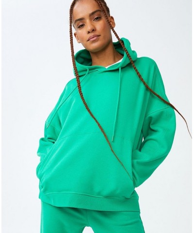 Women's Oversized Fleece Sweatshirt Hoodie Green $31.89 Sweatshirts