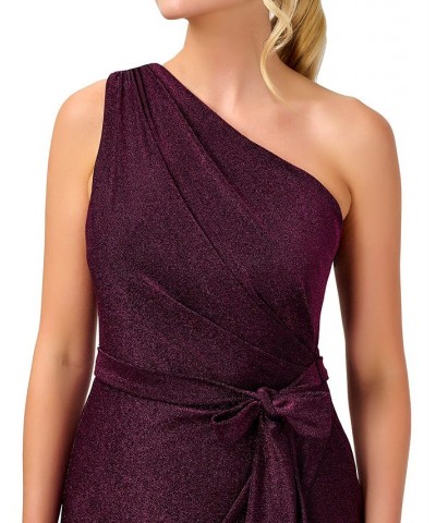 Women's One-Shoulder Knit Gown Magenta $123.75 Dresses