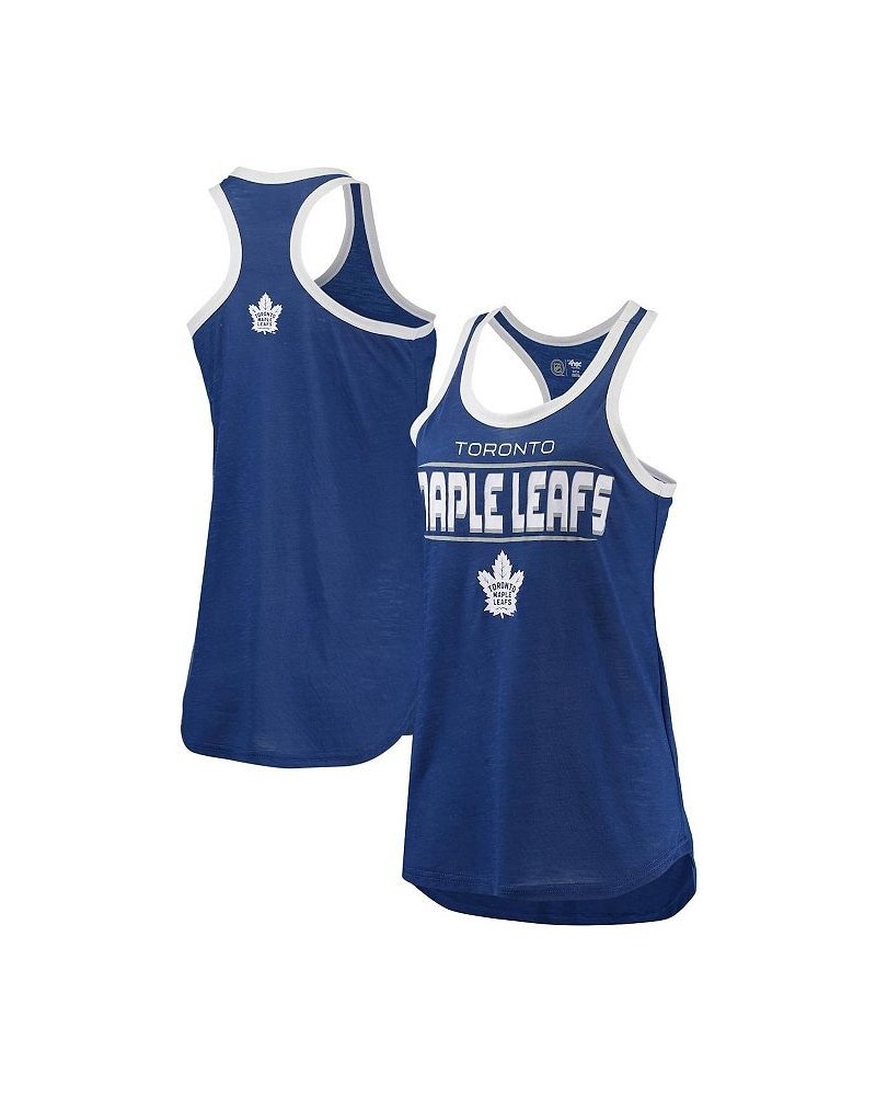 Women's Blue Toronto Maple Leafs Showdown Slub Racerback Tank Top Blue $19.60 Tops