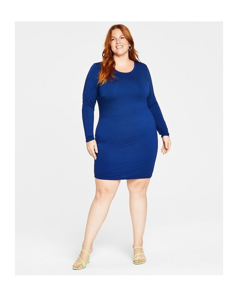 Trendy Plus Size Bodycon Dress Blue $16.36 Dresses