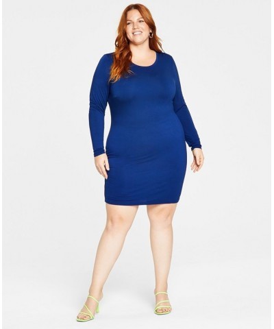 Trendy Plus Size Bodycon Dress Blue $16.36 Dresses