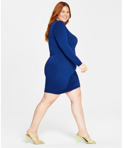 Trendy Plus Size Bodycon Dress Blue $16.36 Dresses