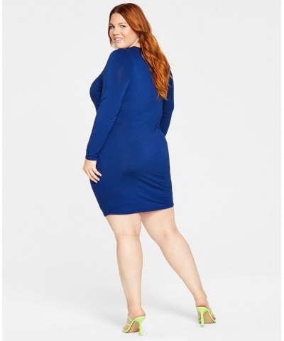 Trendy Plus Size Bodycon Dress Blue $16.36 Dresses