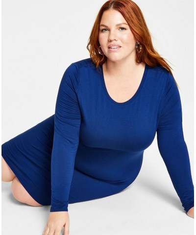 Trendy Plus Size Bodycon Dress Blue $16.36 Dresses