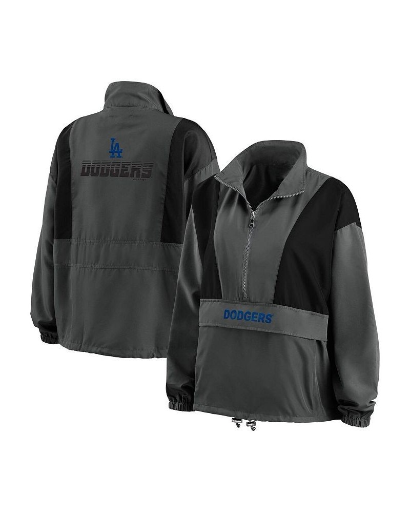 Women's Charcoal Los Angeles Dodgers Packable Half-Zip Jacket Charcoal $38.50 Jackets