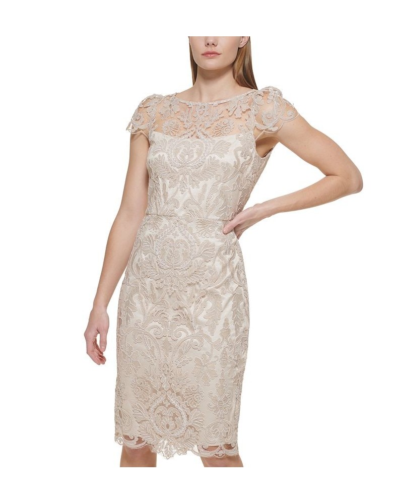 Embroidered Sheath Dress Sand $89.44 Dresses