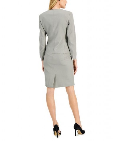 Two-Button Skirt Suit Regular & Petite Sizes Light Steel/black $34.10 Suits