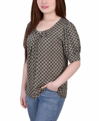 Petite Printed Balloon Sleeve Top Doeskin New Iconic $14.72 Tops