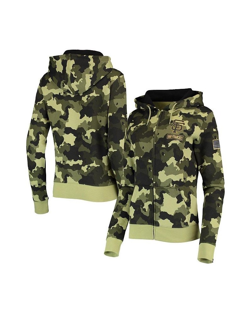 Women's Green San Francisco Giants 2022 MLB Armed Forces Day Camo Full-Zip Hoodie Green $41.59 Sweatshirts