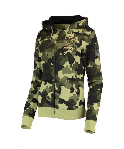 Women's Green San Francisco Giants 2022 MLB Armed Forces Day Camo Full-Zip Hoodie Green $41.59 Sweatshirts