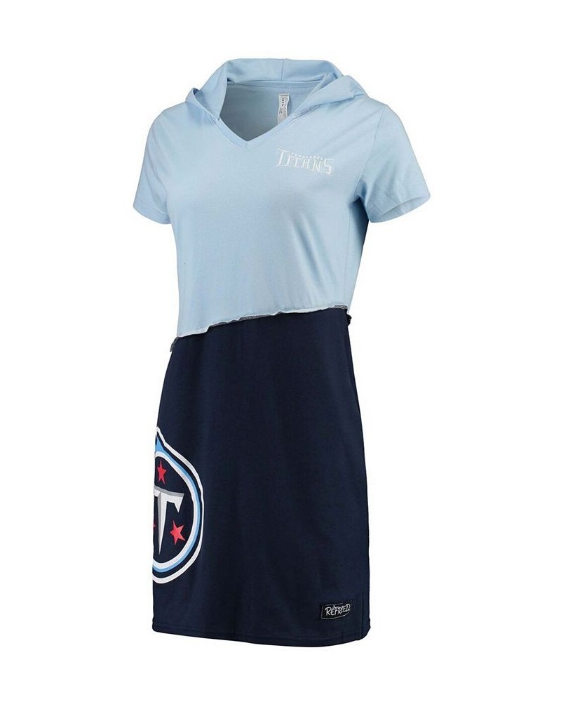 Women's Light Blue and Navy Tennessee Titans Hooded Mini Dress Blue $41.65 Dresses