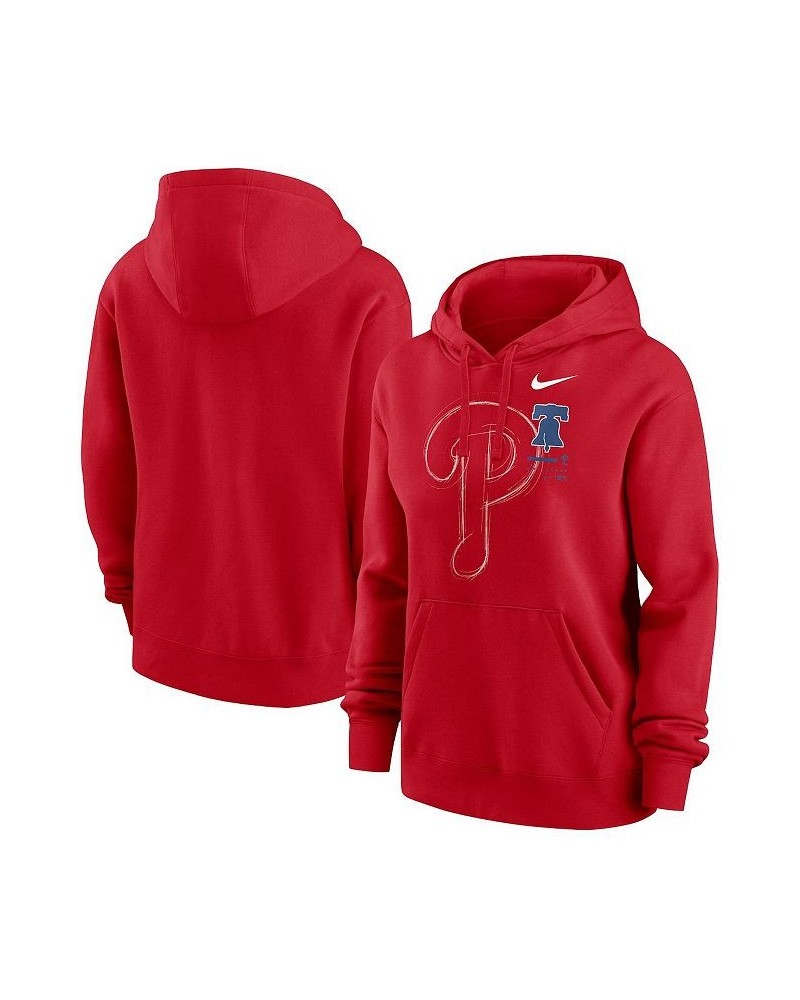 Women's Red Philadelphia Phillies Big Game Pullover Hoodie Red $39.95 Sweatshirts