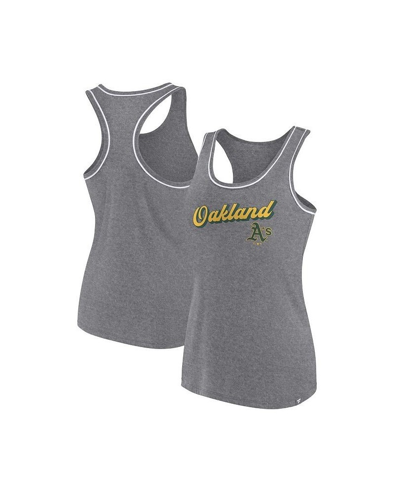 Women's Branded Heather Gray Oakland Athletics Wordmark Logo Racerback Tank Top Heather Gray $20.00 Tops