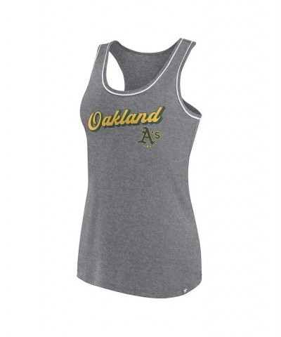 Women's Branded Heather Gray Oakland Athletics Wordmark Logo Racerback Tank Top Heather Gray $20.00 Tops