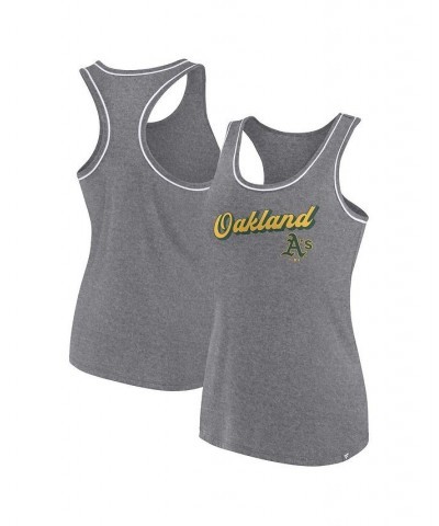 Women's Branded Heather Gray Oakland Athletics Wordmark Logo Racerback Tank Top Heather Gray $20.00 Tops