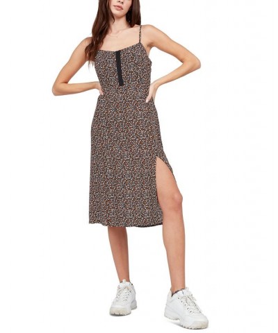 Juniors' Printed Hey Stone Hey Slit-Front Dress Black Combo $25.80 Dresses