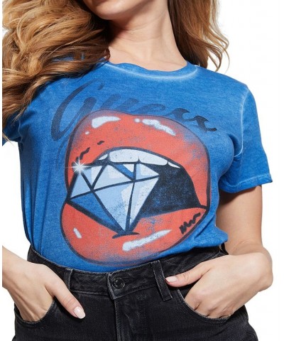 Women's Short-Sleeve Diamond Lip Easy T-Shirt Blueblood Multi $29.16 Tops