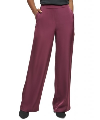 Women's Pull-On High-Rise Wide-Leg Pants Red $29.30 Pants