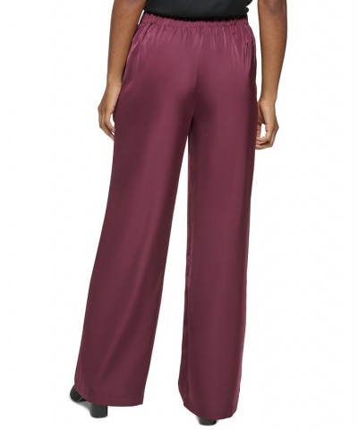 Women's Pull-On High-Rise Wide-Leg Pants Red $29.30 Pants