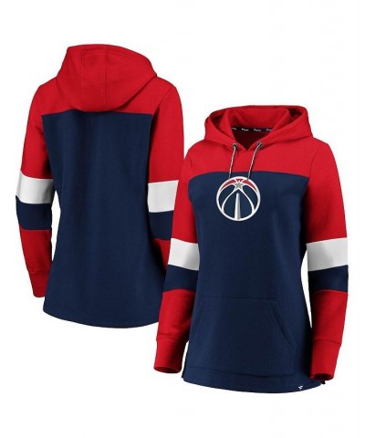 Women's Navy and Red Washington Wizards Iconic Heavy Block Pullover Hoodie Navy, Red $31.85 Sweatshirts