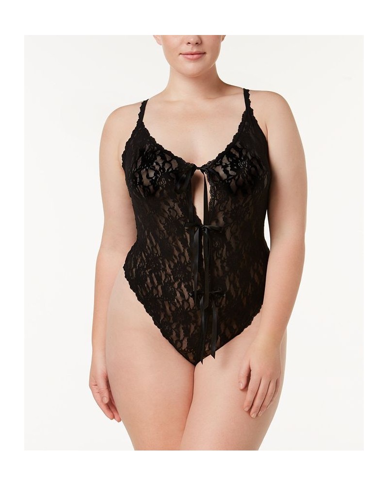 Plus Size After Midnight Crotchless Keyhole Lingerie Teddy 488406X Black $52.25 Tops