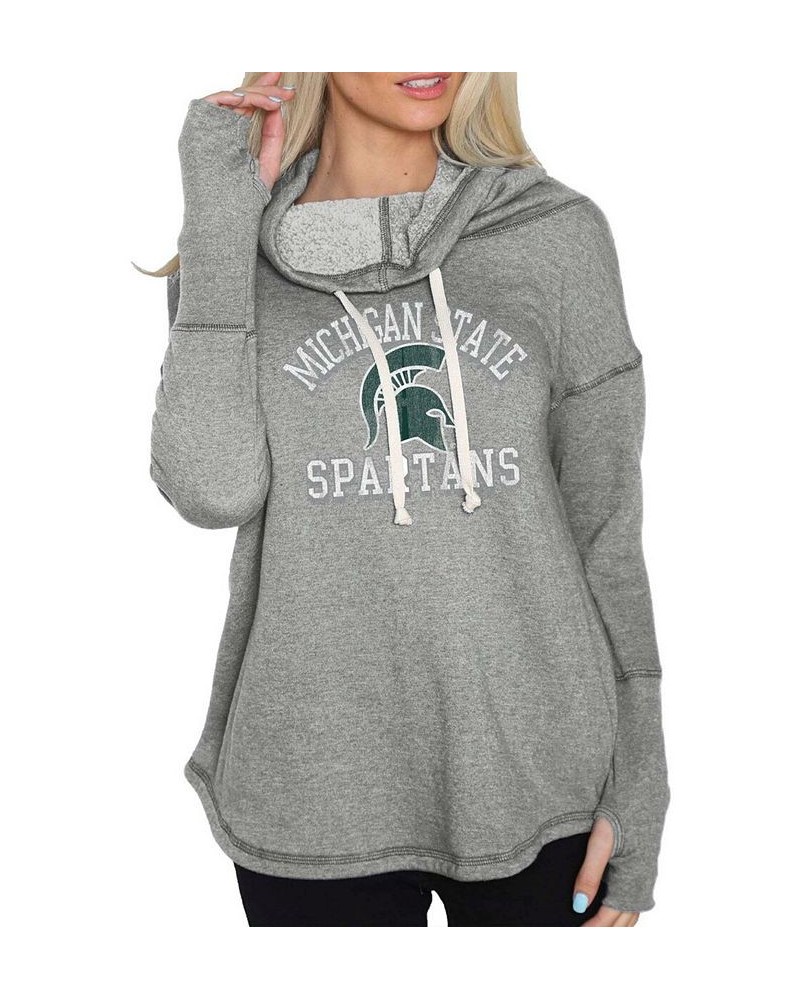 Women's Gray Michigan State Spartans Funnel Neck Pullover Sweatshirt Gray $33.59 Sweatshirts