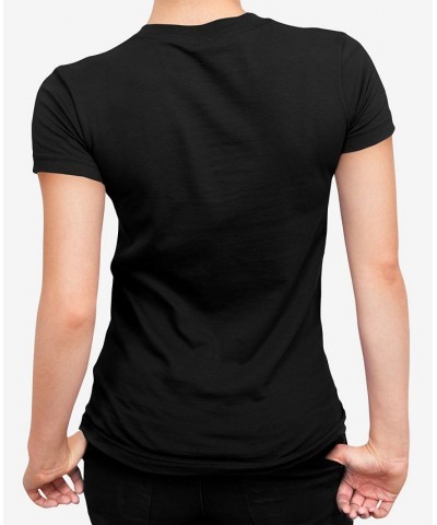 Women's Butterfly Word Art V-neck T-shirt Black $17.84 Tops