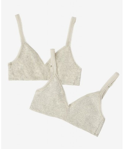 Women's Cotton Bralette Pack of 2 Heather Gray $26.07 Bras