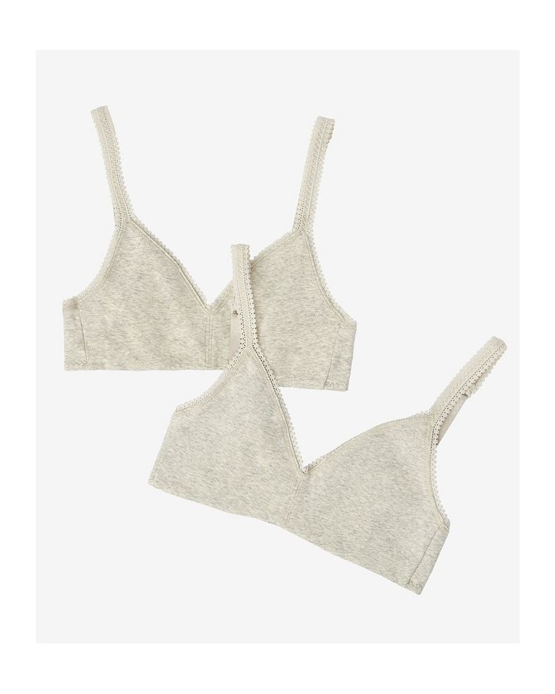 Women's Cotton Bralette Pack of 2 Heather Gray $26.07 Bras