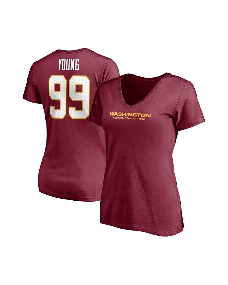 Women's Branded Chase Young Burgundy Washington Football Team Player Icon Name and Number V-Neck T-shirt Burgundy $25.19 Tops