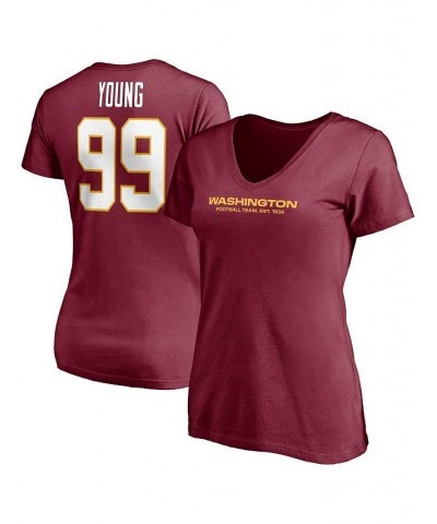 Women's Branded Chase Young Burgundy Washington Football Team Player Icon Name and Number V-Neck T-shirt Burgundy $25.19 Tops