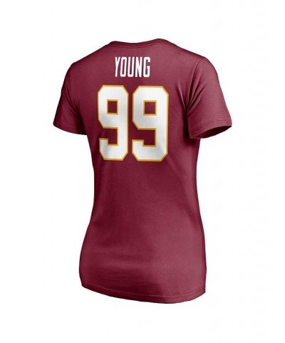 Women's Branded Chase Young Burgundy Washington Football Team Player Icon Name and Number V-Neck T-shirt Burgundy $25.19 Tops