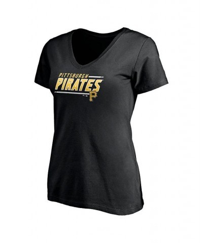 Women's Black Pittsburgh Pirates Mascot In Bounds V-Neck T-shirt Black $16.34 Tops