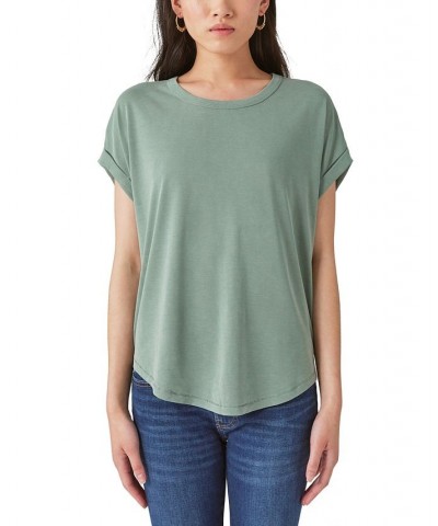 Women's SHORT SLEEVE SANDWASH DOLMAN TEE Green $16.94 Tops