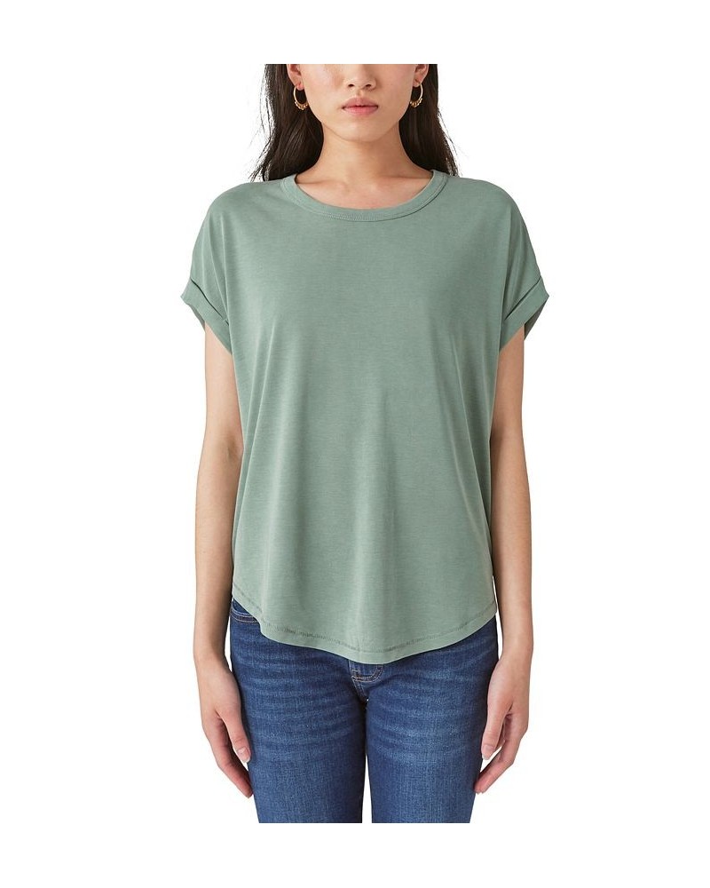 Women's SHORT SLEEVE SANDWASH DOLMAN TEE Green $16.94 Tops