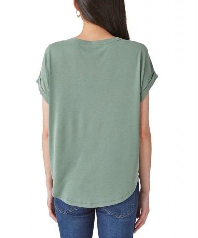 Women's SHORT SLEEVE SANDWASH DOLMAN TEE Green $16.94 Tops