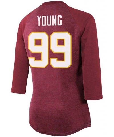 Women's Chase Young Burgundy Washington Football Team Player Name Number Tri-Blend Raglan 3/4 Sleeve T-shirt Burgundy $24.20 ...