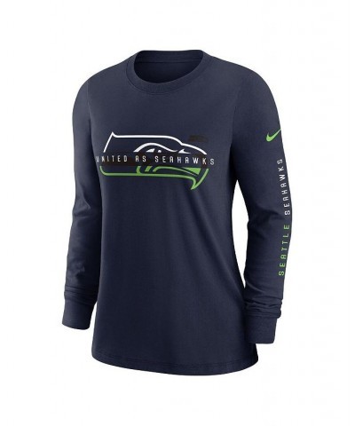 Women's College Navy Seattle Seahawks Prime Split Long Sleeve T-shirt Navy $23.50 Tops