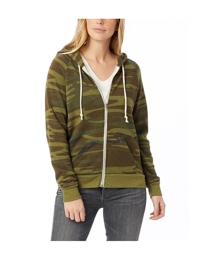 Alternative Apparel Adrian Printed Eco-Fleece Women's Zip Hoodie Green $31.98 Sweatshirts