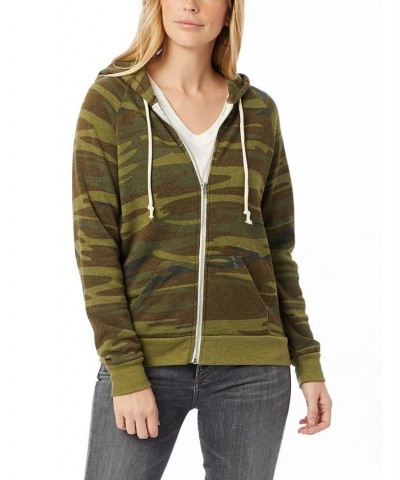 Alternative Apparel Adrian Printed Eco-Fleece Women's Zip Hoodie Green $31.98 Sweatshirts