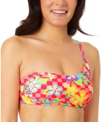 Juniors' Art Block Tropic Asymmetrical Bikini Top Multi $17.15 Swimsuits