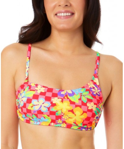 Juniors' Art Block Tropic Asymmetrical Bikini Top Multi $17.15 Swimsuits