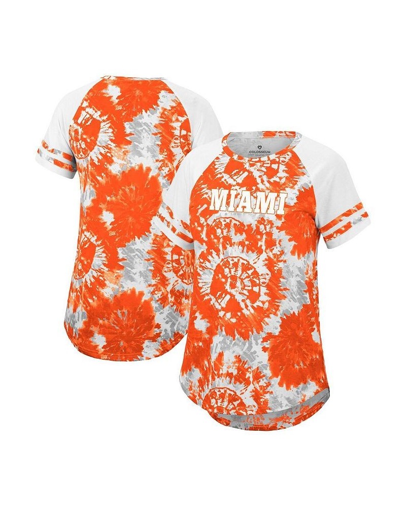 Women's Orange White Miami Hurricanes Annie Oversized Tie-Dye Raglan T-shirt Orange, White $19.60 Tops